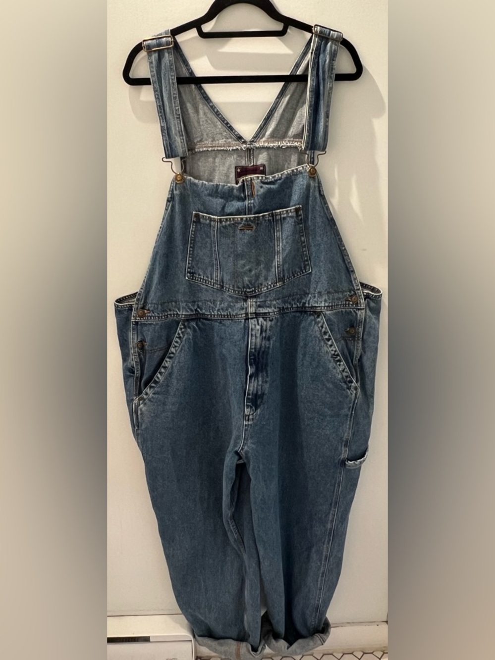 Vintage Roughshod Denim Overalls Size 46 Blue Carpenter Workwear Baggy 90s - Picture 2 of 5